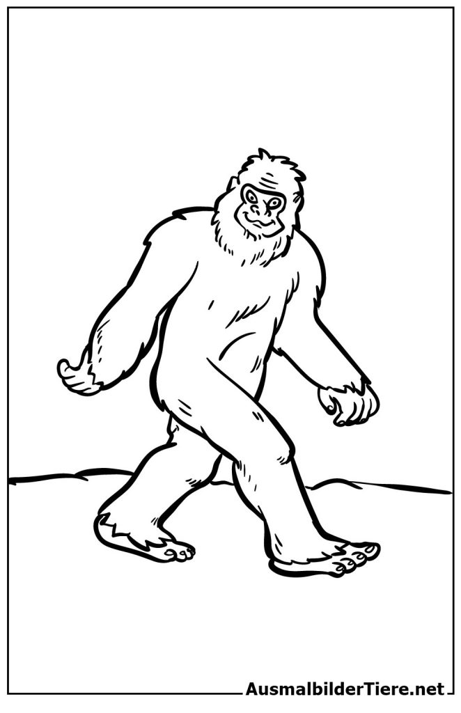 Ausmalbilder Bigfoot. Fabelwesen Kostenlos, Drucken als PDF
