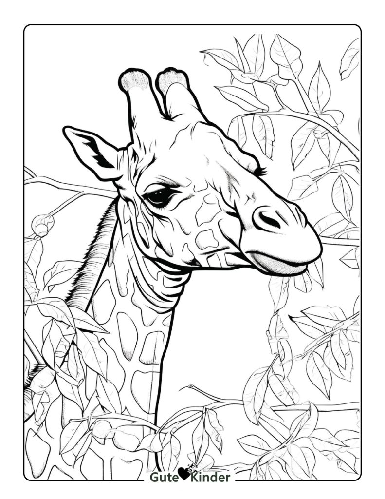 Giraffe im Wald Ausmalbild zum Ausdrucken