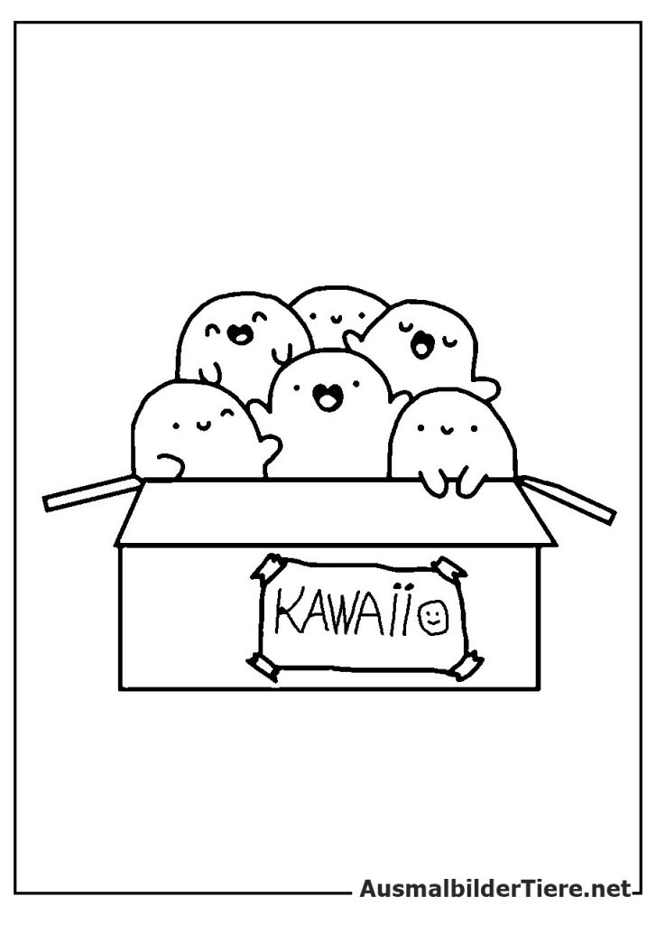 Ausmalbilder Kawaii. 18 Stück, Detaillierte und Einfach Malvorlage