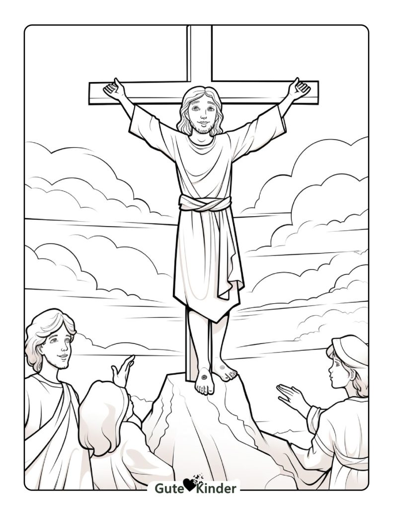 Ausmalbild Kreuzigung Jesus zum Ausdrucken