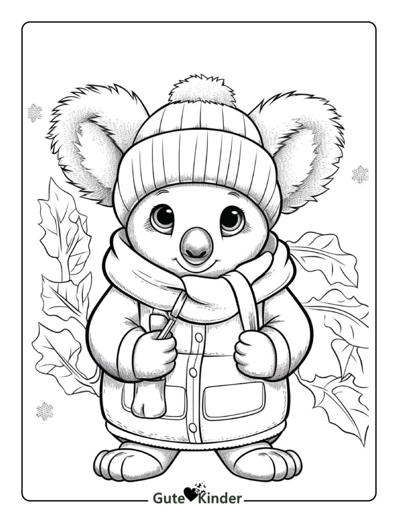 Winter Koala Malvorlagen für Kinder