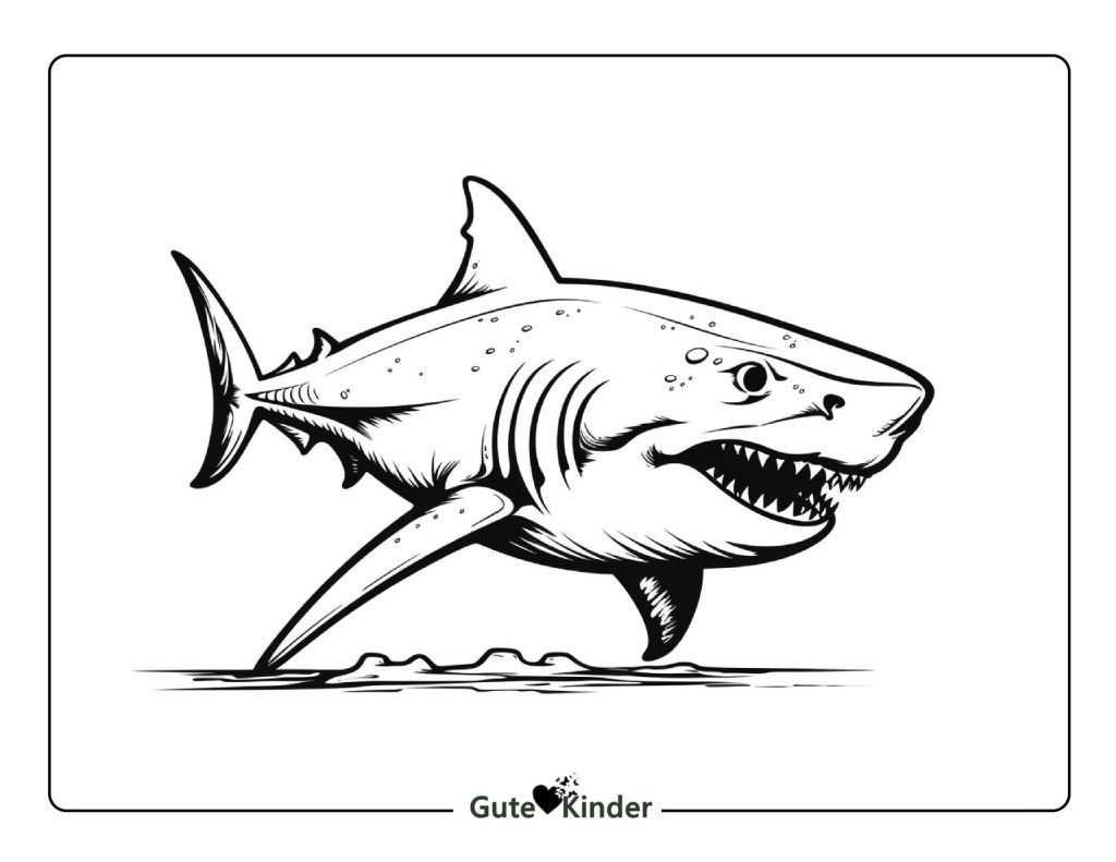 Detaillierter Hai Ausmalbilder für Kinder