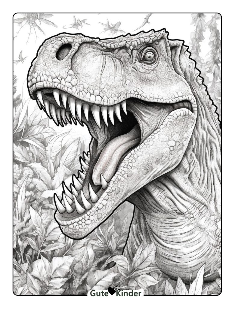 Realistischer T-Rex Ausmalbilder Kostenlos zum Ausdrucken und Herunterladen